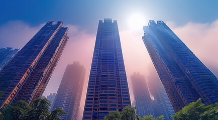 Leinwandbilder - A high-rise architecture building and futuristic architecture together.