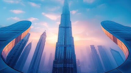 Leinwandbilder - A high-rise architecture building and futuristic architecture together.