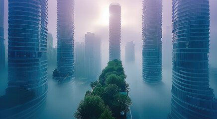 Poster - A high-rise architecture building and futuristic architecture together.