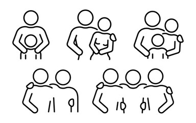 Wall Mural - relationships outline illustrations collection. friendship and family relations line style icon set.