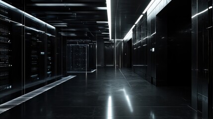 Poster - wallpaper server room data center hall, background, storage, black, information, 3d, hall, wallpaper, futuristic, database, technology, internet, connectivity,