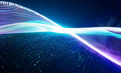 Fototapete - Abstract glowing wave symbolizes interconnected digital data.