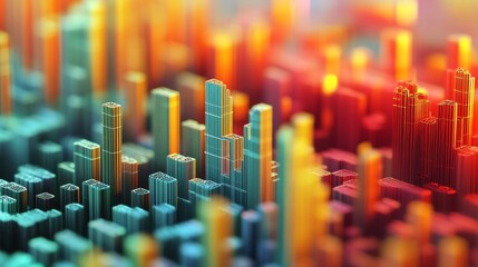 Aufkleber - Abstract Colorful Cityscape Visualization in 3D