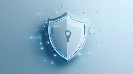 Wall Mural - cyber security safety shield in minimalistic style. 3d vector illustration. white background