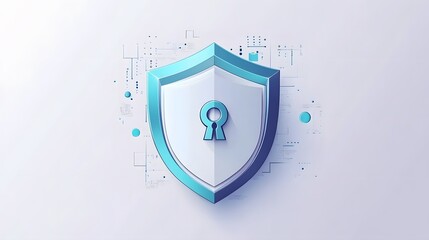 
Cyber security safety shield in minimalistic style. 3d vector illustration. white background