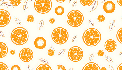 Wall Mural - Monochromatic creative pattern made of fresh orange. Juicy citrus pastel background. Minimal concept isolated with white highlights, png