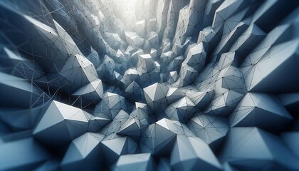 Abstract 3D rendering of polygonal shapes creating depth and dimension,generative ai