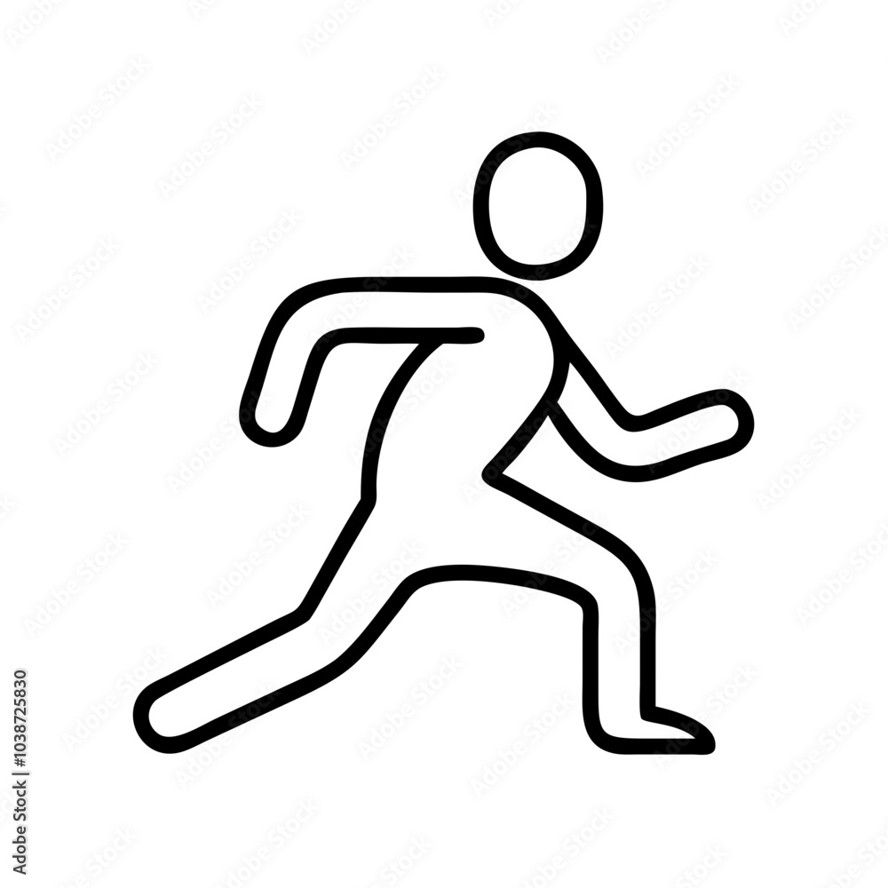 Running person silhouette icon in action, outline design for fitness ...