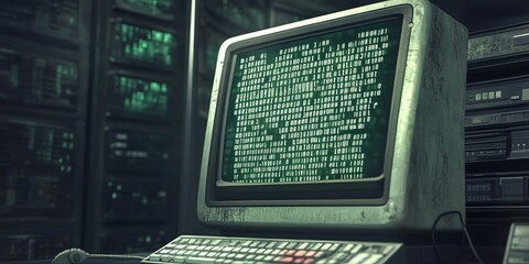 A computer screen shows a window where you can write computer programs. This is a picture of programming and coding, with code displayed on the screen.