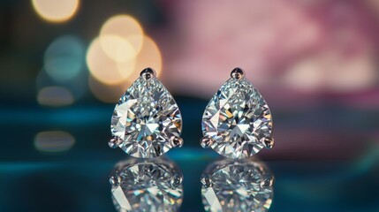 Aufkleber - Elegant Diamond Earrings with Sparkling Reflection