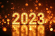 © Galeno - glowing numbers fireworks bokeh background metallic gold dark red colors celebrate start new year beautifully