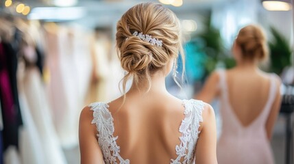 Bride in White Dress Prepares With Bridesmaids Before Ceremony Generative AI