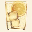 © DZIKRA  - A refreshing glass of lemon soda with ice cubes and a lemon slice.