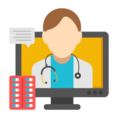 Sticker - A unique design icon of online doctor  

