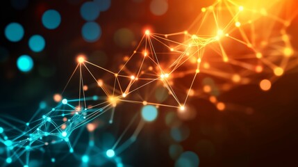 Leinwandbilder - Abstract Network Connection with Bright Lights