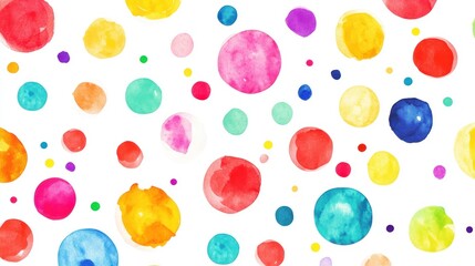 Wall Mural - a vibrant pattern of colorful watercolor circles on a white background.