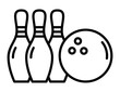 © OpaDesign - Clean vector icon of a bowling ball with three pins, representing bowling sports or recreation. Editable stroke.