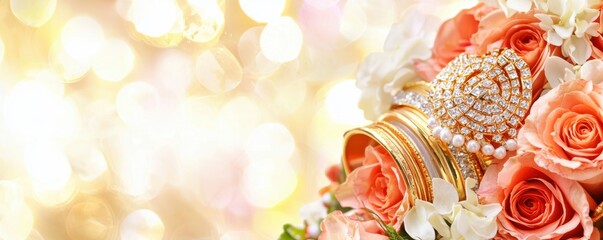 Bride wearing a traditional Hindu wedding saree, with intricate jewelry and flowers, highlighting cultural elegance