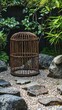 © Tuachan - Serene Zen Garden with Bamboo and Rustic Cage