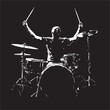 © RABBI - A drummer musician drumming drums in detailed silhouette