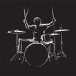 © RABBI - A drummer musician drumming drums in detailed silhouette