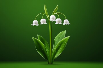 Leinwandbilder - Lily of the valley drawn in a minimalist style, with simple white bell-shaped flowers on a clean, flat background
