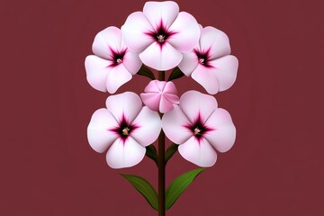 Poster - Phlox bloom in minimalist design, with its soft pink petals drawn in clean, simple lines on a flat background