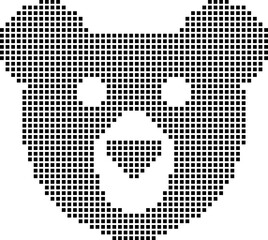Wall Mural - Bear Face dotted Pixel Style Isolated on White background Vector illustration.