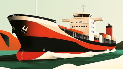 Wall Mural - A visually engaging advertisement layout featuring a cargo ship in the background. 