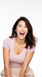 © StockShop - Excited Asian Person Expressing Joy on a Vibrant White Background – Enthusiastic Portrait for Emotions, Celebrations, and Marketing Campaigns