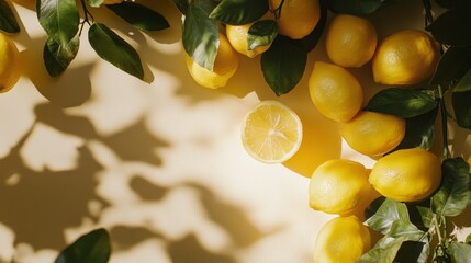 Fresh lemons Sukkot banner composition background 