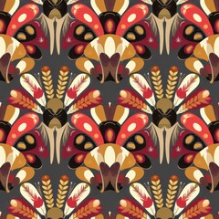 Sticker - Colorful Turkey Pattern with Cute Feathers