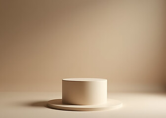 beige cylinder podiums are styled for elegant presentations in modern settings to convey sophisticat