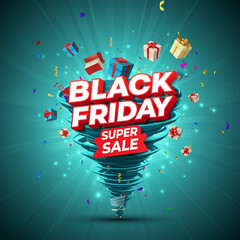 Colorful Black Friday Super Sale Illustration