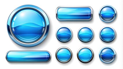 Sleek blue modern web buttons perfect for user interface design, enhancing websites, applications, and digital projects with a stylish and functional touch.