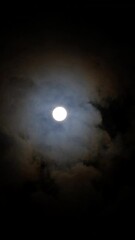 Wall Mural - Vertical video of a full moon in the night sky with clouds