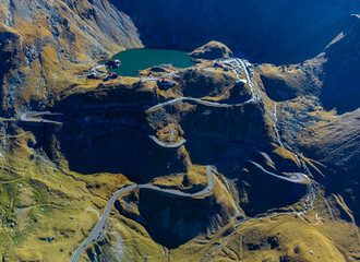 Wall Mural - Aerial view of the Transfagarasan road from the Fagaras mountains - Romania