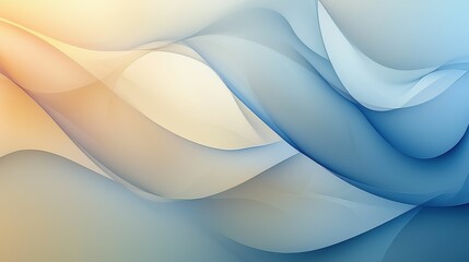 Wall Mural - A smooth abstract digital design featuring flowing blue and orange waves. The harmonious colors create a serene atmosphere and modern aesthetic.