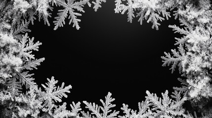 Wall Mural - A black background with snowflakes in the foreground