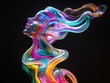 © Alex - Whimsical Abstract Glass Figure Art: Twisting Teal and Magenta Design for a Striking Black Background - Perfect Poster for Modern Sports Interiors and Creative Spaces!