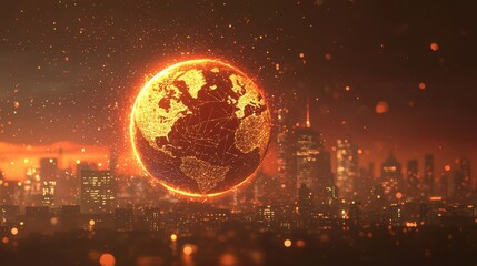 Using generative AI technology, a global network, and futuristic technology as background, a business intelligence concept was created
