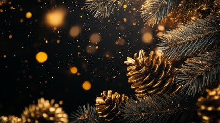 Wall Mural - premium christmas background with copy space. black and gold christmas banner