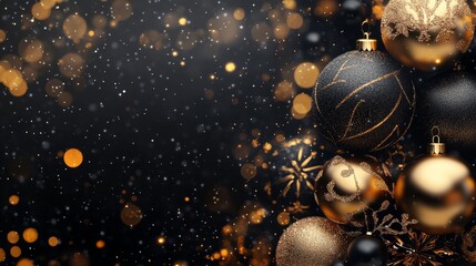 Wall Mural - premium christmas background with copy space. black and gold christmas banner