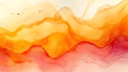 Wall Mural - Abstract watercolor background with yellow and orange fluid shapes