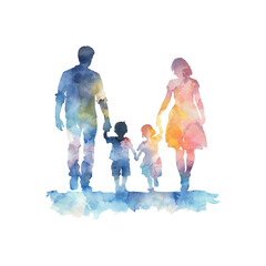 abstract color silhouette of family vector illustration in watercolor style