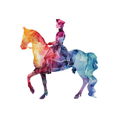 abstract color silhouette of prince riding horse vector illustration in watercolor style