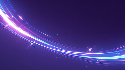 serene neon curves gently sweeping across a star-studded purple night sky