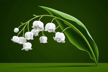 Leinwandbilder - Lily of the valley drawn in a minimalist style, with simple white bell-shaped flowers on a clean, flat background