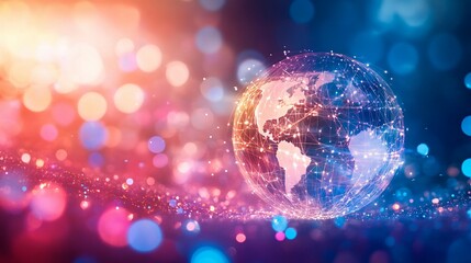 illuminated globe with network connections against a bokeh background