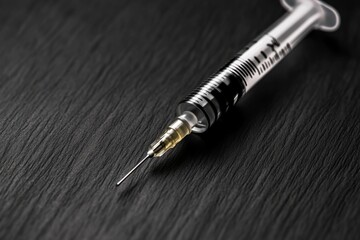 Aufkleber - Minimalist vaccine syringe in simple black and white, with clean lines and a modern design